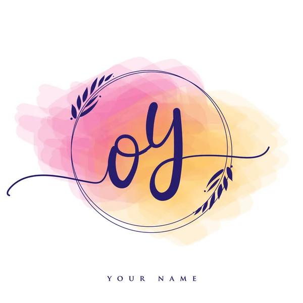 Initial Handwriting Logo Hand Lettering Initials Logo Branding Feminine Luxury — 스톡 벡터