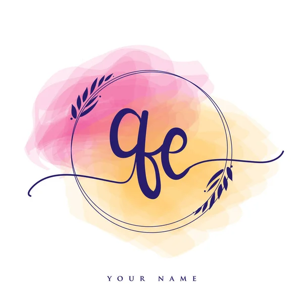 Αρχικός Γραφικός Χαρακτήρας Hand Lettering Initials Λογότυπο Branding Γυναικείο Και — Διανυσματικό Αρχείο