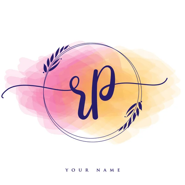 Initial Handwriting Logo Hand Lettering Initials Logo Branding Feminine Luxury — 스톡 벡터