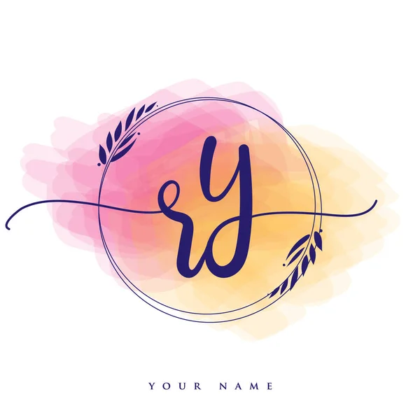 Λογότυπο Αρχικού Γραφικού Χαρακτήρα Hand Lettering Initials Λογότυπο Branding Γυναικείο — Διανυσματικό Αρχείο