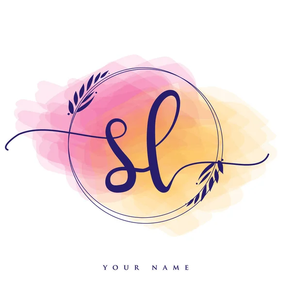 Initial Handwriting Logo Hand Lettering Initials Logo Branding Feminine Luxury — 스톡 벡터