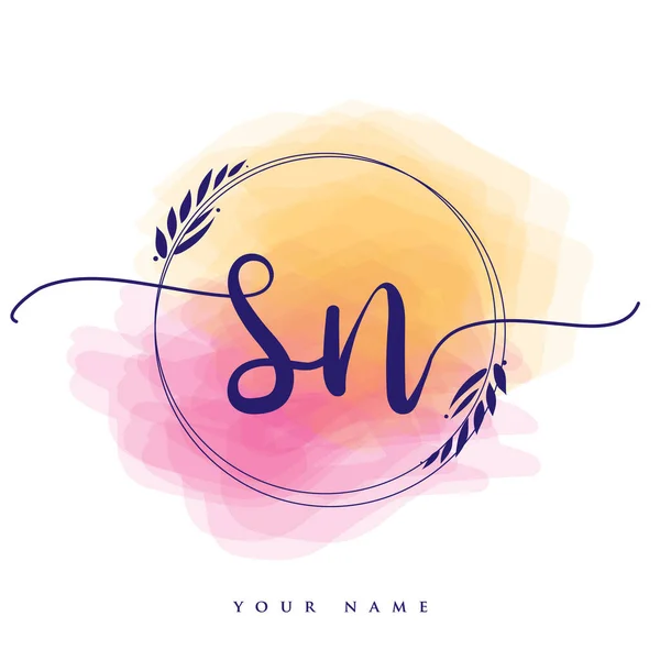 Initial Handwriting Logo Hand Lettering Initials Logo Branding Feminine Luxury — 스톡 벡터