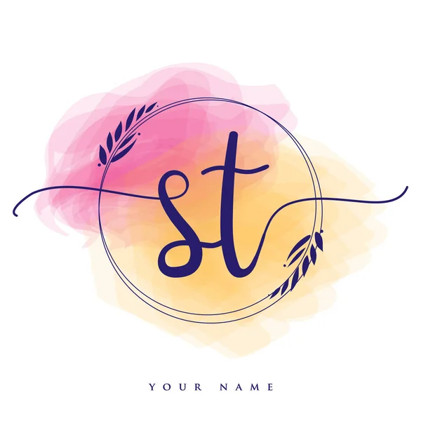 Initial Handwriting Logo Hand Lettering Initials Logo Branding Feminine Luxury — 스톡 벡터