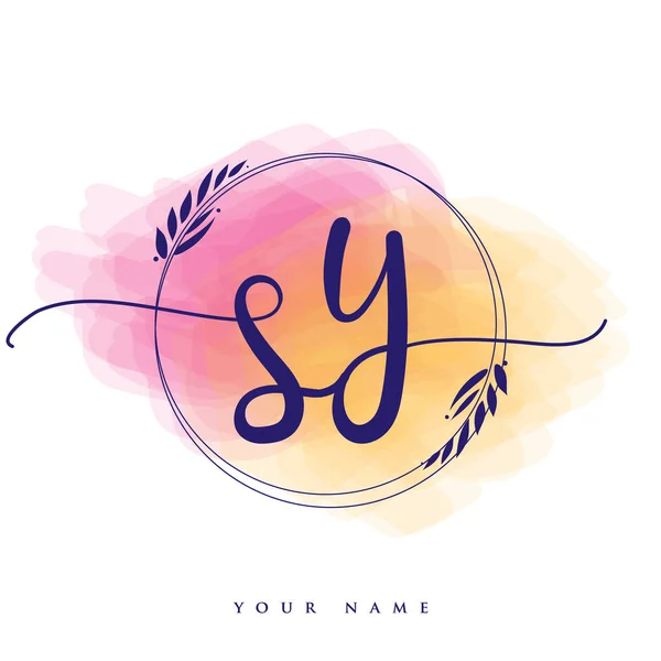 Initial Handwriting Logo Hand Lettering Initials Logo Branding Feminine Luxury — Stock Vector