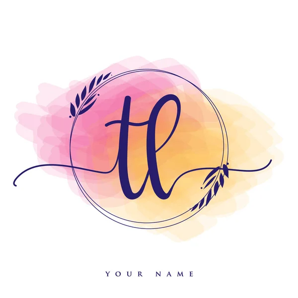 Initial Handwriting Logo Hand Lettering Initials Logo Branding Feminine Luxury — 스톡 벡터