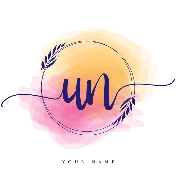 Logo Iniziale Delle Nazioni Unite Lettere Mano Iniziali Logo Branding — Vettoriale Stock
