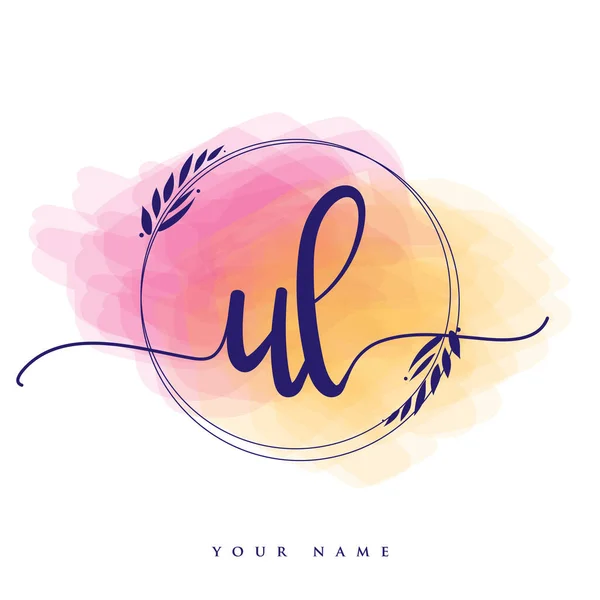 Initial Handwriting Logo Hand Lettering Initials Logo Branding Feminine Luxury — Stock Vector