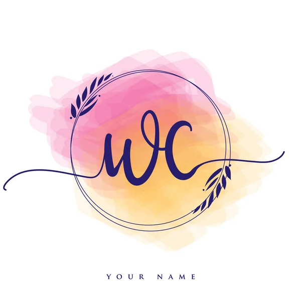 Eerste Handschrift Logo Handschrift Initialen Logo Branding Vrouwelijke Luxe Logo — Stockvector