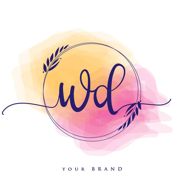 Wstępne Logo Pisma Ręczna Litera Inicjały Logo Branding Kobiece Luksusowe — Wektor stockowy