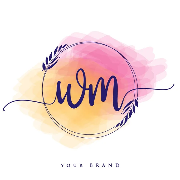 Initial Handwriting Logo Hand Lettering Initials Logo Branding Feminine Luxury — 스톡 벡터