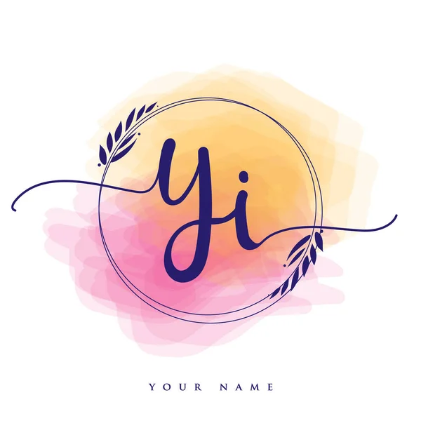 Eerste Handschrift Logo Handschrift Initialen Logo Branding Vrouwelijke Luxe Logo — Stockvector