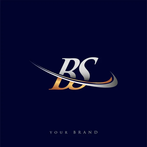 Initial Logo Company Name Colored Gold Silver Swoosh Design Isolated — Stock Vector