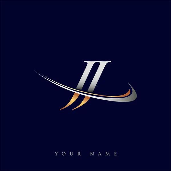 Nome Empresa Logotipo Inicial Colorido Design Swoosh Ouro Prata Isolado —  Vetores de Stock