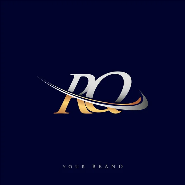 Nome Empresa Logotipo Inicial Colorido Design Swoosh Ouro Prata Isolado — Vetor de Stock