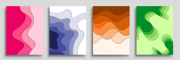 Modernes Abstraktes Cover Set Modernes Poster Mit Bunten Wellen Kühler — Stockvektor