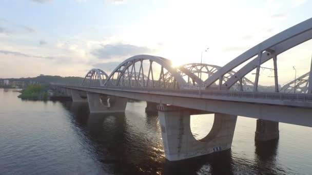 Kiev bridge Flygfoto — Stockvideo