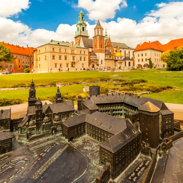Nézd a Wawel kastély és katedrális, kert, Krakkó, Lengyelország — Stock Fotó