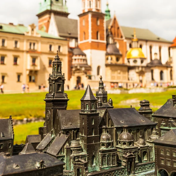 Pohled na hrad Wawel a katedrály se zahradou, Krakov, Polsko — Stock fotografie