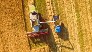Çalışma alanı ve Mowser buğday hasat. Ukrayna. Havadan görünümü.