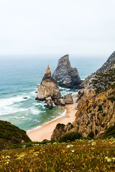 Пляж Медведицы - смотровая площадка на побережье Португалии . — стоковое фото