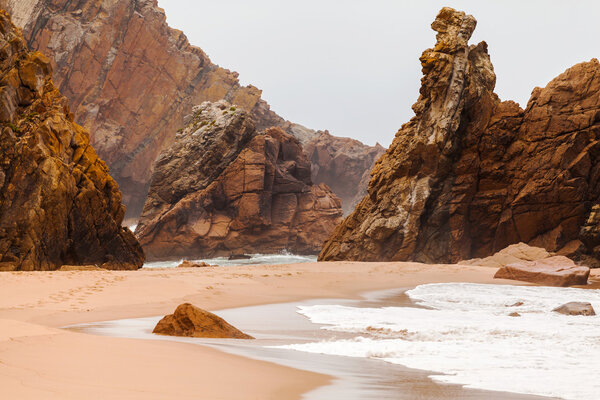 Isolated beach Ursa on Atlantic coast near the Cape Roca