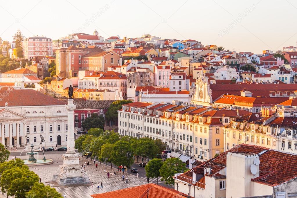 View of the central part Lisbon from above, Portugal.