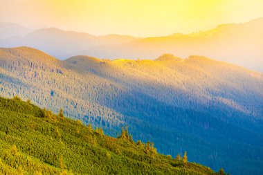 Dağ güneş doğuyor. Güneşin ridge.