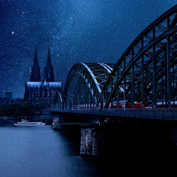 Nacht Köln, Deutschland — Stockfoto