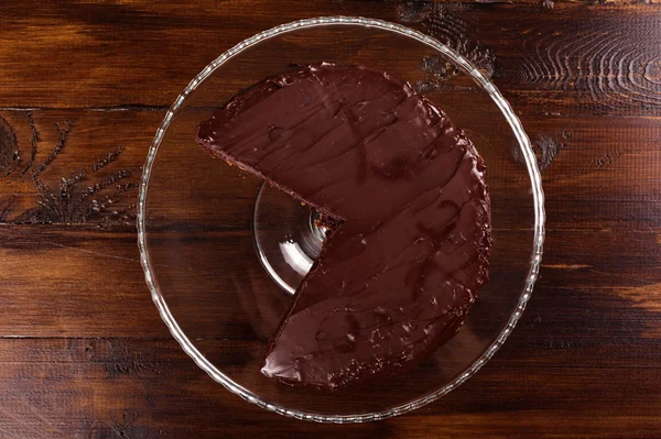 Νόστιμα Sacher σοκολάτας κέικ. Κάτοψη. — Φωτογραφία Αρχείου