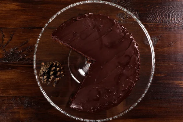 Νόστιμα Sacher σοκολάτας κέικ. Κάτοψη. — Φωτογραφία Αρχείου