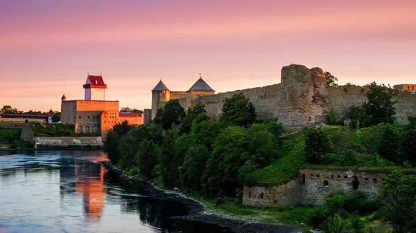 Ivangorod festung und schloss von herman Stockbild