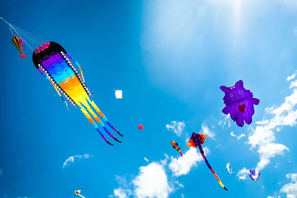 様々 な凧を空に — ストック写真