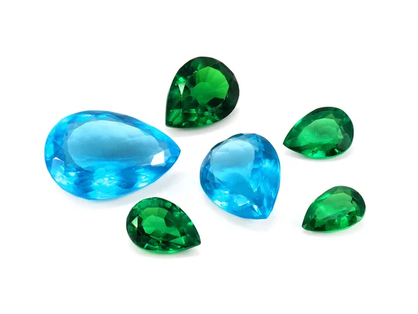 Blue topaz and emeralds — Stock Photo, Image