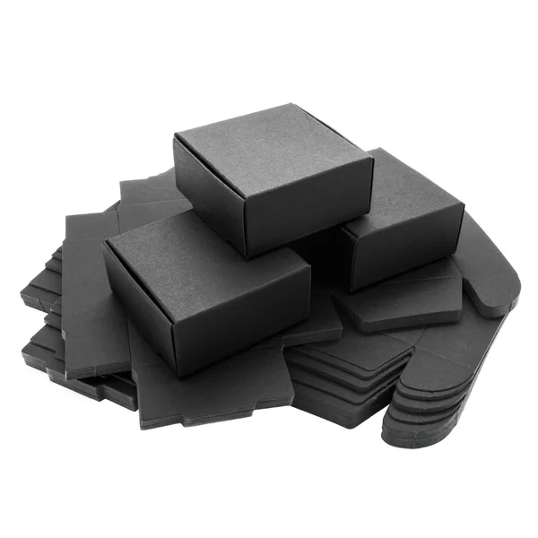 Pudełka składane czarnego papieru — Zdjęcie stockowe