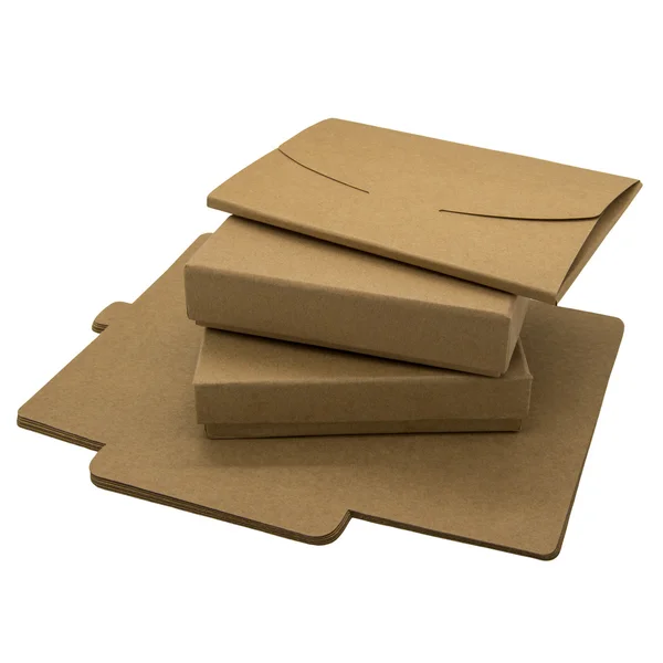 Складные бумажные коробки и конверты — стоковое фото