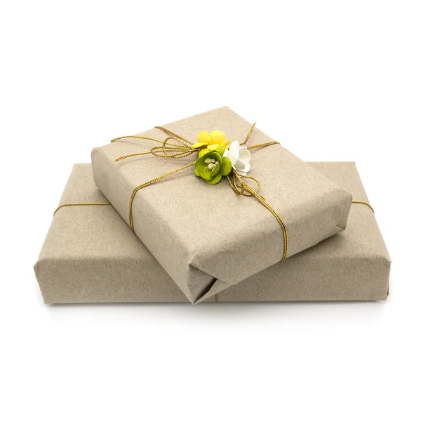 Gift boxes decorated flowers — Stock Photo, Image