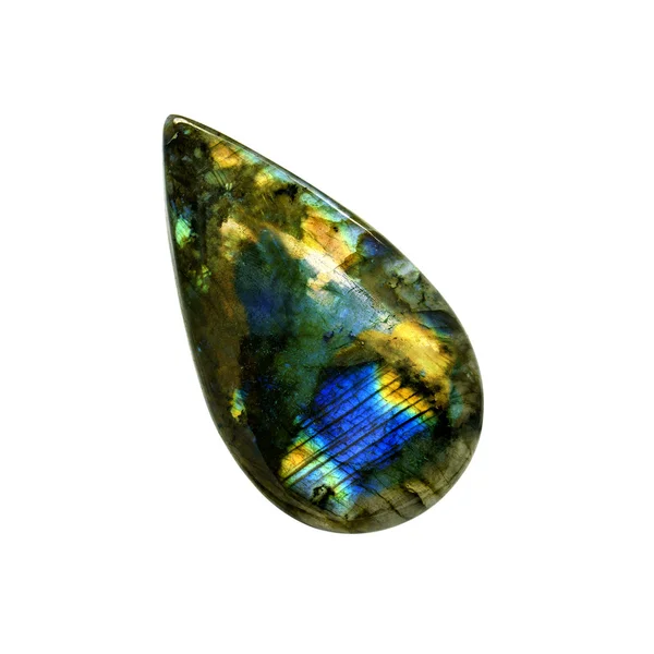 Pedra Labradorite isolado em um branco — Fotografia de Stock