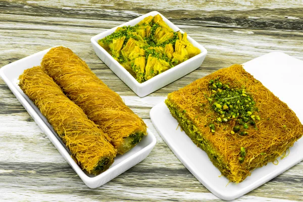 Baklava on a wooden table — Stok fotoğraf