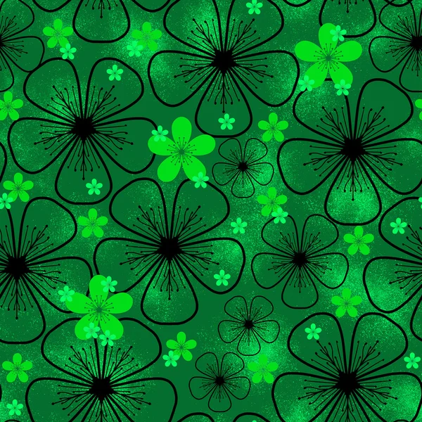 Nahtloser Hintergrund mit grünen Blumen — Stockfoto