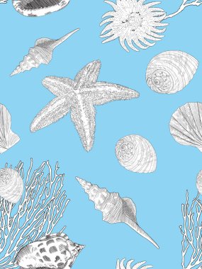 El çekilmiş deniz desen