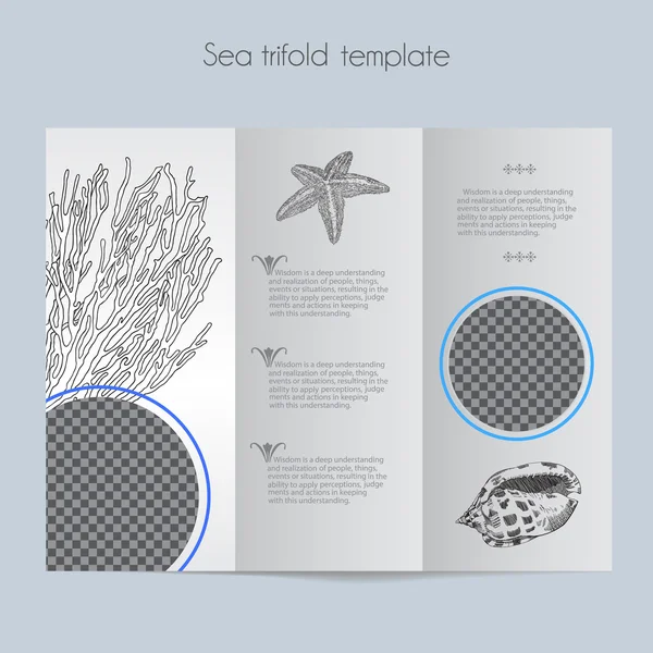 Sea template tri-fold  mock up — Stock Vector