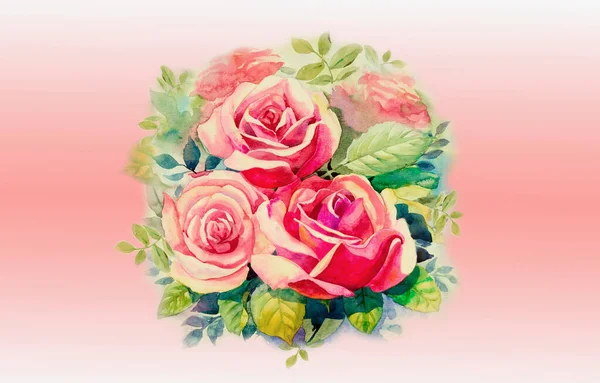 Вітальна Листівка Рожевими Квітами Троянд Пастельні Кольори Букет Краси Весняна — стокове фото