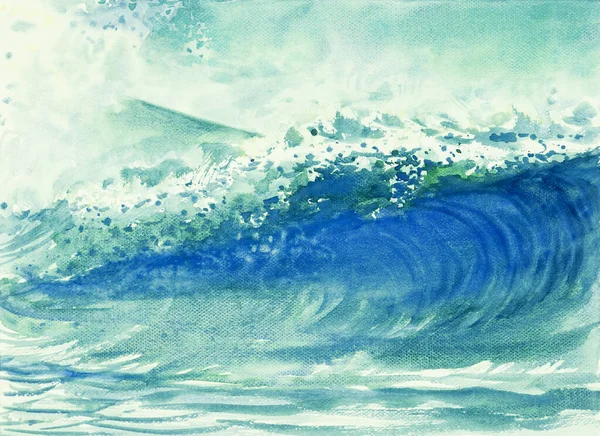 Watercolor Painting Waves Sea Beautiful Summer Background Emotions Sprayed Sky — Stock Photo, Image