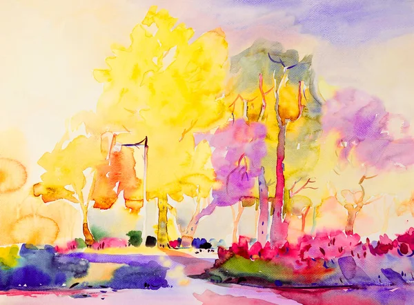 Peinture Aquarelle Abstraite Originale Colorée Beauté Jardin Printemps Saison Été — Photo