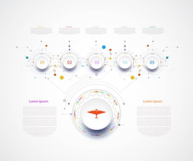 Infographic zaman çizelgesi teknoloji şablonu 3D ve step, iş konsepti seçenekleri. Kitap, içerik, diyagram, akış şeması, adımlar, parçalar, bilgi grafikleri, iş akışı, düzen, grafik, grafik, vektör illüstrasyonu için