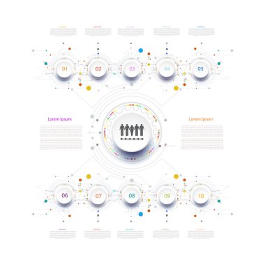 Infographic zaman çizelgesi teknoloji şablonu 3D ve step, iş konsepti seçenekleri. Kitap, içerik, diyagram, akış şeması, adımlar, parçalar, bilgi grafikleri, iş akışı, düzen, grafik, grafik, vektör illüstrasyonu için