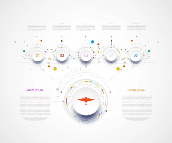 Infographic Timeline Technology Template Circuit Step Business Concept Options Book — Stock Vector