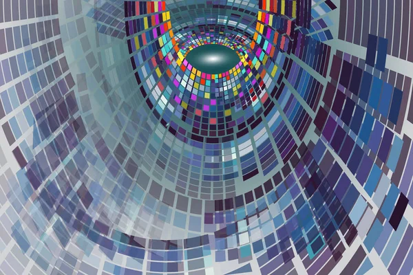 现代艺术背景 具有计算机数字通信技术的风洞 网络空间可接收维度上的技术能量 抽象矢量图解电子接口的未来概念 — 图库矢量图片
