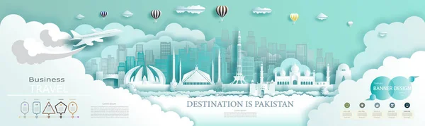 Мандрівна Компанія Рекламує Ілюстрацію Пам Яток Верхнього Світу Пакистану Брошури — стоковий вектор