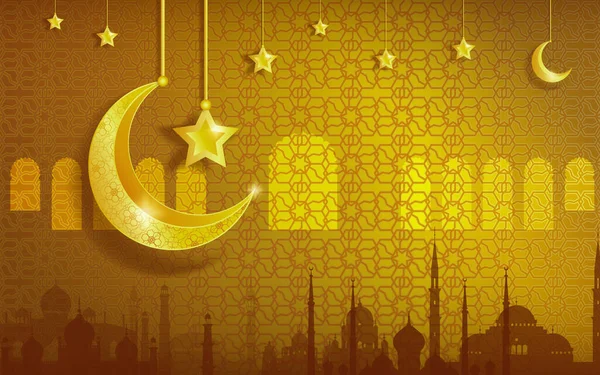 Happy Muharram Islamic New Year Festival Golden Background Islamic Ornament — Stock Vector